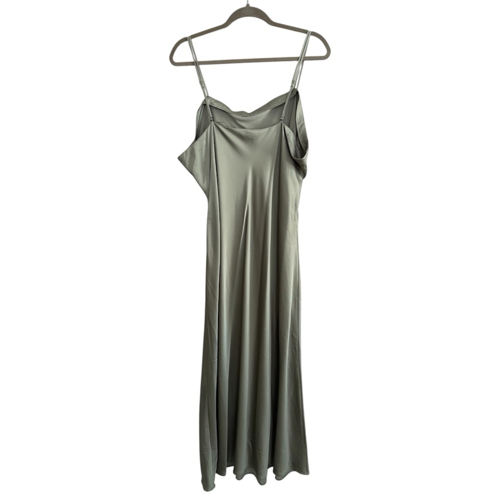 Abercrombie Sage Green Satin Slip Dress Size XXL Spaghetti Strap Minimal - Picture 3 of 11